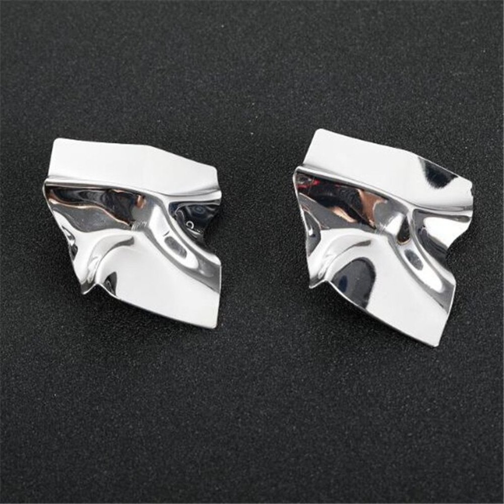 Chunky Silver Color Irregular Square Stud Earrings
